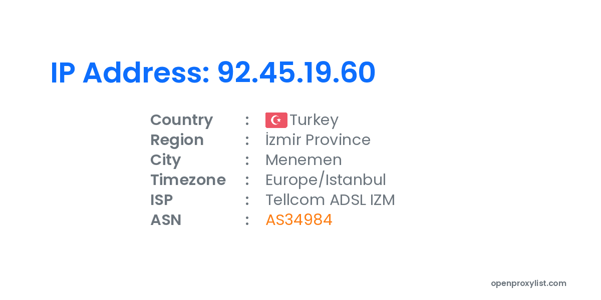 Open proxy list proxy 92 45 19 60 information
