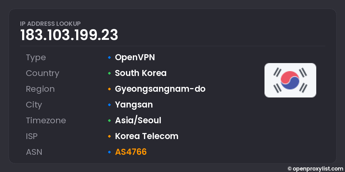 Open Proxy List — VPN Server South Korea #2372755